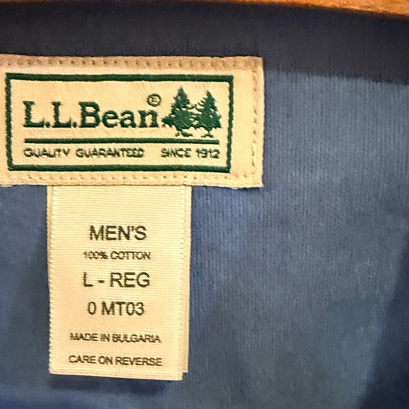 LL Bean Men's Blue Chamois Shirt Jacket size Large 100% cotton - Picture 2 of 3